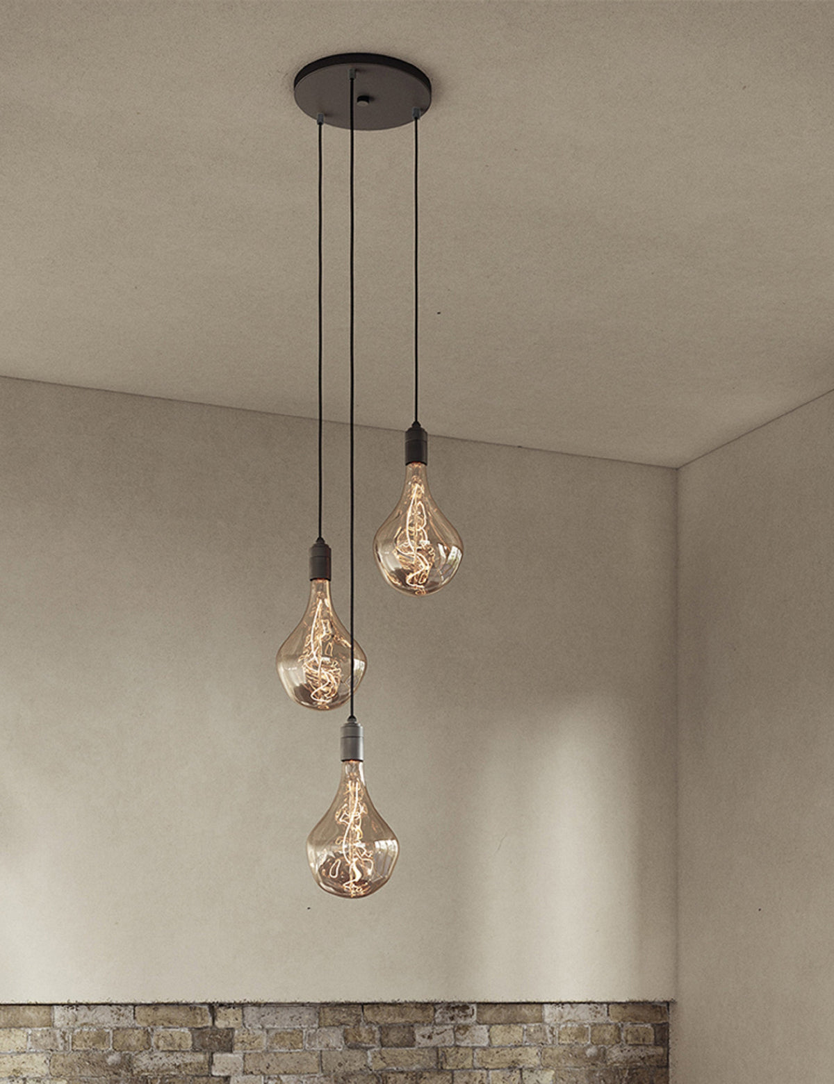 Triple Pendant Light with Voronoi II - Modern Ceiling Pendant Light in a room